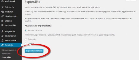 Wordpress.com tartalom költöztetés
