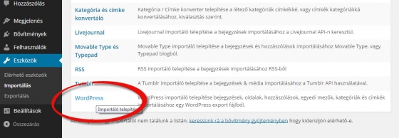 WordPress importáló plugin